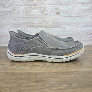 Skechers Men's Slip-ins Relaxed Fit Expected Cayson Loafers Grey Canvas Size 10
